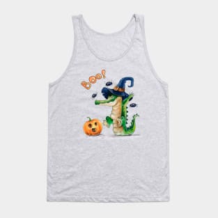 Boo! Halloween Crocodile and Pumpkin Tank Top